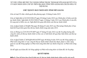 Quyết định 202/QĐ-UBND công bố thủ tục hành chính cấp xã trên địa bàn tỉnh Tiền Giang 2017