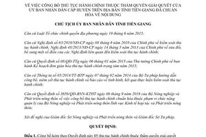 Quyết định 201/QĐ-UBND thủ tục hành chính thuộc Ủy ban nhân dân cấp huyện Tiền Giang 2017