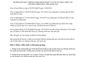 Thông tư 01/2017/TT-BKHĐT hướng dẫn lập kế hoạch đầu tư cấp xã chương trình mục tiêu quốc gia