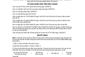 Quyết định 03/2017/QĐ-UBND sửa đổi Quy định đầu tư xây dựng khu đô thị mới Bắc Giang