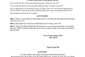 Quyết định 05/2017/QĐ-UBND bãi bỏ văn bản quy phạm pháp luật Ủy ban tỉnh Bình Thuận