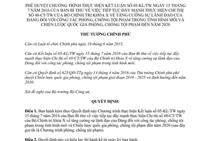 Quyết định 199/QĐ-TTg Chương trình thực hiện 05-KL/TW phòng chống tội phạm trong tình hình mới 2017