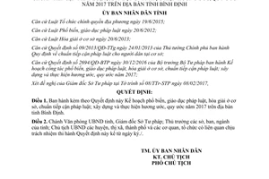 Quyết định 377/QĐ-UBND phổ biến giáo dục pháp luật hòa giải cơ sở chuẩn tiếp cận pháp luật Bình Định 2017