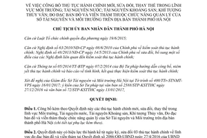 Quyết định 1105/QĐ-UBND công bố thủ tục hành chính lĩnh vực Môi trường Tài nguyên nước Hà Nội 2017