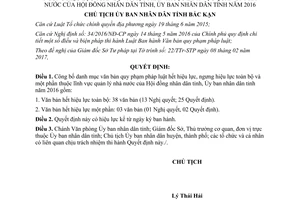 Quyết định 149/QĐ-UBND Công bố danh mục văn bản quy phạm pháp luật Bắc Kạn 2017