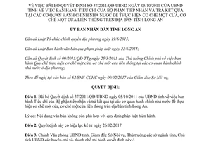 Quyết định 06/2017/QĐ-UBND bãi bỏ 37/2011/QĐ-UBND Tiêu chí bộ phận tiếp nhận trả kết quả Long An