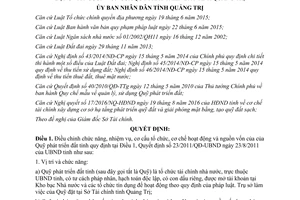 Quyết định 01/2017/QĐ-UBND chức năng nhiệm vụ tổ chức hoạt động nguồn vốn Quỹ phát triển đất Quảng Trị