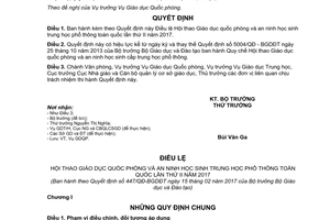 Quyết định 447/QĐ-BGDĐT Điều lệ Hội thao Giáo dục quốc phòng học sinh trung học phổ thông 2017