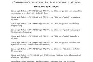 Quyết định 79/QĐ-BXD công bố Định mức chi phí quản lý dự án tư vấn đầu tư xây dựng 2017