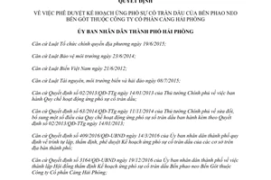 Quyết định 315/QĐ-UBND ứng phó sự cố tràn dầu Bến phao neo Bến Gót Hải Phòng 2017