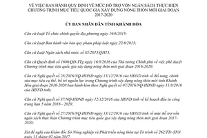 Quyết định 401/QĐ-UBND hỗ trợ ngân sách xây dựng nông thôn mới Khánh Hòa 2017 2020