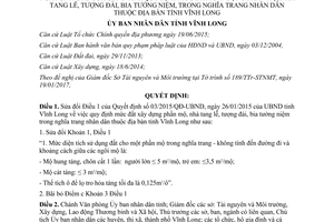 Quyết định 02/2017/QĐ-UBND sửa đổi 03/2015/QĐ-UBND mức đất xây dựng phần mộ nhà tang lễ Vĩnh Long