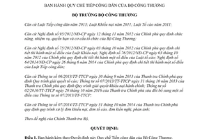 Quyết định 440/QĐ-BCT Quy chế Tiếp công dân 2017