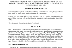 Quyết định 449/QĐ-BCT Ban Chỉ đạo phát triển hoạt động bảo vệ quyền lợi người tiêu dùng 2017