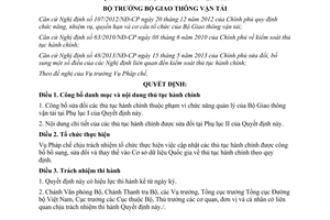 Quyết định 416/QĐ-BGTVT công bố sửa đổi thủ tục hành chính 2017