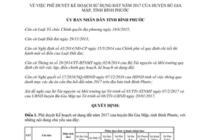 Quyết định 336/QĐ-UBND phê duyệt Kế hoạch sử dụng đất huyện Bù Gia Mập Bình Phước 2017