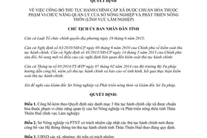 Quyết định 304/QĐ-UBND công bố thủ tục hành chính cấp xã quản lý Sở Nông nghiệp Huế 2017