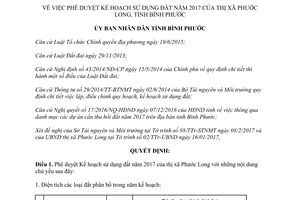 Quyết định 327/QĐ-UBND phê duyệt Kế hoạch sử dụng đất thị xã Phước Long Bình Phước 2017