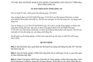 Quyết định 506/QĐ-UBND kế hoạch xây dựng cánh đồng lớn Long An 2017
