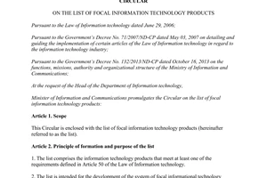 Circular 01/2017/TT-BTTTT on the list of focal information technology products
