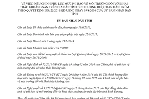 Quyết định 03/2017/QĐ-UBND điều chỉnh mức phí bảo vệ môi trường khai thác khoáng sản Bình Dương