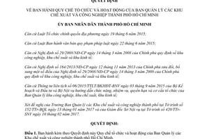 Quyết định 08/2017/QĐ-UBND Quy chế tổ chức Ban Quản lý Khu chế xuất công nghiệp Hồ Chí Minh