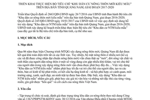 Kế hoạch 678/KH-UBND 2017 Bộ tiêu chí Khu dân cư nông thôn mới kiểu mẫu Quảng Nam