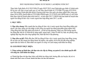 Kế hoạch 29/KH-UBND đẩy mạnh hoạt động xuất khẩu lao động Huế 2017