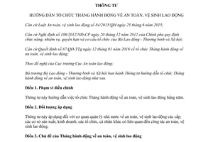 Thông tư 02/2017/TT-BLĐTBXH hướng dẫn tổ chức Tháng hành động về an toàn vệ sinh lao động