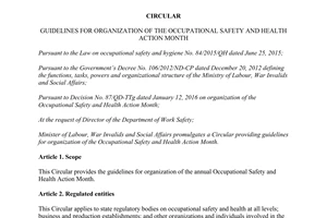 Circular 02/2017/TT-BLDTBXH guidelines organization of the Occupational Safety Health Action Month