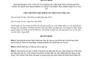Quyết định 46/QĐ-VKSTC Quy tắc ứng xử Kiểm sát viên khi thực hành quyền công tố kiểm sát tư pháp 2017