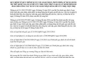 Văn bản hợp nhất 02/VBHN-BTC 2017 Thông tư quy trình sử dụng hàng dự trữ quốc gia để cứu trợ