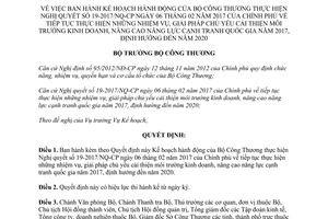 Quyết định 507/QĐ-BCT Kế hoạch hành động thực hiện 19-2017/NQ-CP 2017