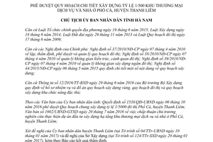 Quyết định 204/QĐ-UBND Quy hoạch chi tiết xây dựng Khu thương mại dịch vụ nhà ở Phố Cà Hà Nam 2017