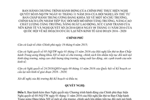 Nghị quyết 27/NQ-CP Chương trình hành động 05-NQ/TW đổi mới cơ cấu lại nền kinh tế 2017