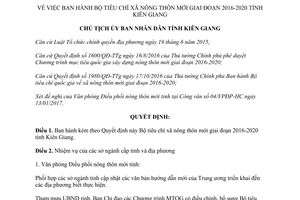 Quyết định 362/QĐ-UBND 2017 Bộ tiêu chí xã nông thôn mới Kiên Giang 2016 2020