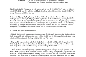 Công văn 199/TTg-QHQT triển khai kết quả Hội nghị lần thứ 22 Liên hợp quốc biến đổi khí hậu 2017