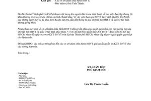 Công văn 221/BHXH-GĐ1 giải quyết quyền lợi khám chữa bệnh bảo hiểm y tế Hồ Chí Minh 2017