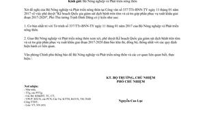 Công văn 1146/VPCP-NN kế hoạch Quốc gia giám sát dịch bệnh trên tôm cá tra phục vụ xuất khẩu 2017