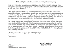 Công văn 413/BVHTTDL-BQTG Kế hoạch phát triển công nghiệp văn hóa Việt Nam 2020 2030