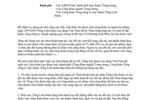 Công văn 166/TLĐ Thỏa thuận hợp tác giữa Tổng Liên đoàn và các đối tác về Phúc lợi cho đoàn viên