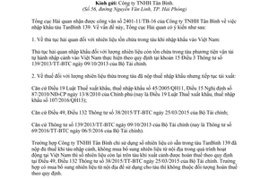 Công văn 843/TCHQ-TXNK xử lý thuế đối với nhiên liệu trên tàu biển khi xuất cảnh 2017