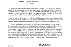 Công văn 221/TTg-CN cơ chế nạo vét duy tu các tuyến luồng hàng hải vùng nước cảng biển 2017