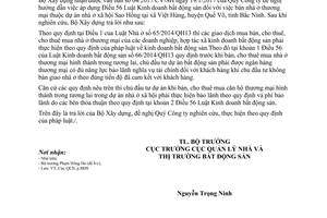 Công văn 30/BXD-QLN hướng dẫn thực hiện Điều 56 Luật Kinh doanh bất động sản 2017