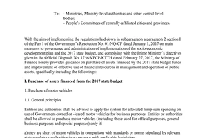 Official Dispatch 2676/BTC-QLCS guide on purchase of assets improve effective use of financial resources