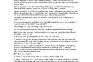 Thông tư 31/2022/TT-BTC Danh mục hàng hóa xuất nhập khẩu Việt Nam