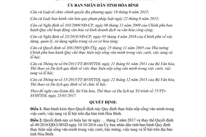 Quyết định 06/2017/QĐ-UBND Quy định nếp sống văn minh trong việc cưới việc tang lễ hội Hòa Bình