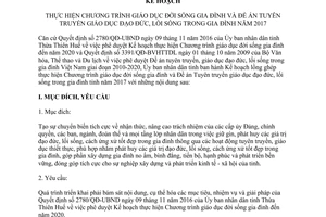 Kế hoạch 38/KH-UBND Chương trình giáo dục đời sống gia đình tuyên truyền giáo dục đạo đức Huế 2017