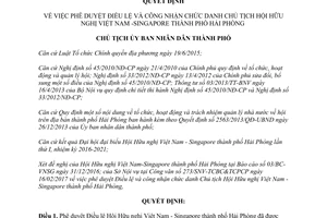Quyết định 453/QĐ-CT Điều lệ công nhận Hội Hữu nghị Việt Nam Singapore thành phố Hải Phòng 2017