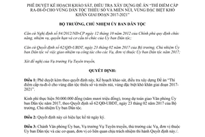 Quyết định 82/QĐ-UBDT khảo sát điều tra xây dựng thí điểm cấp ra đi ô cho vùng dân tộc thiểu số 2017